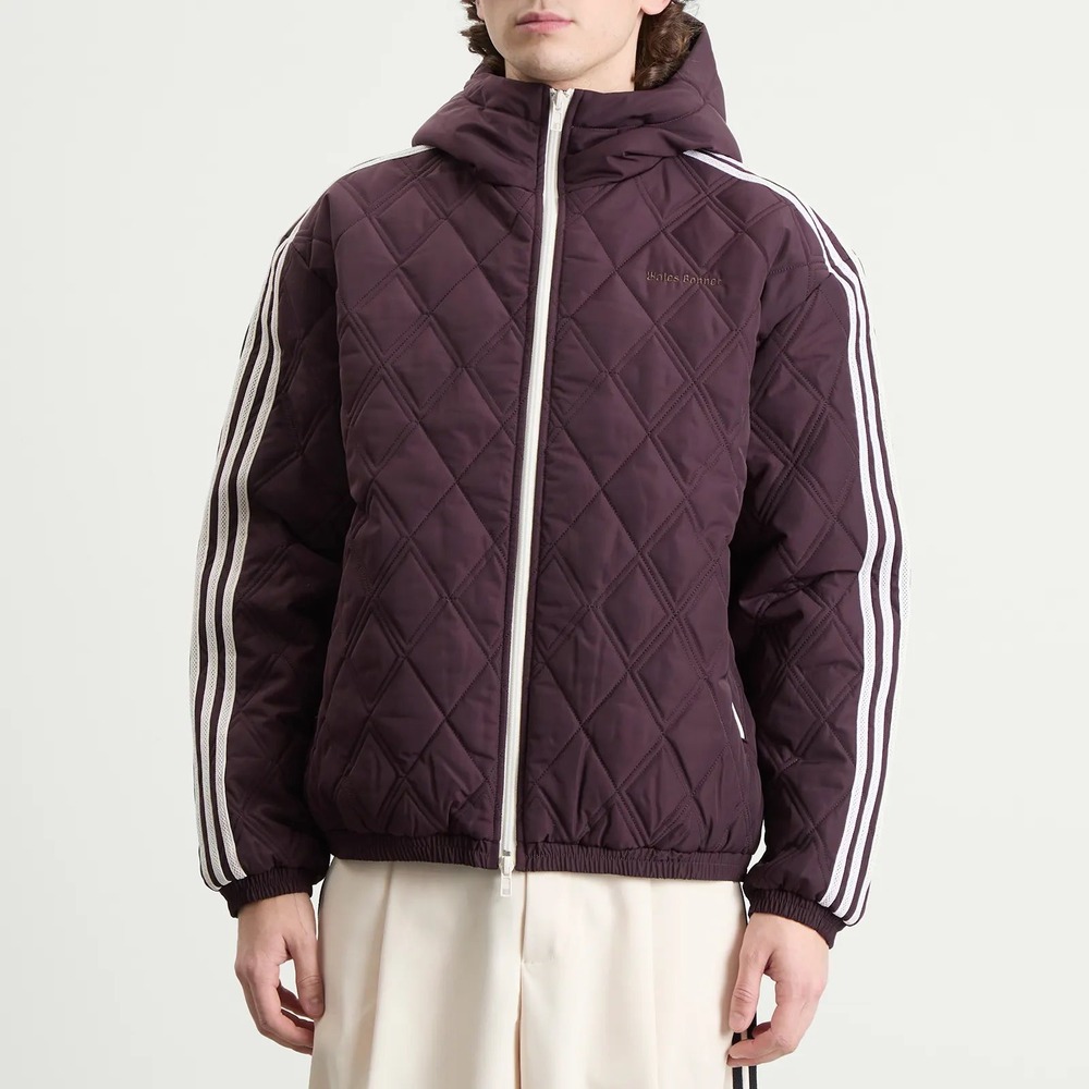Adidas x Wales Bonner Quilted Hooded Jacket Shadow Maroon Burgundy Large EUC